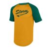 wicking_tee_forest_gold Yellow and green raglan sleeve t-shirt with Storm Westport logo printed on chest