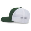 TRUCKER SNAPBACK CAP_side Green and white trucker mesh snapback cap with green front panels and white mesh back