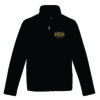 WESTPORT_RIDEAUS_SOFTSHELL_JACKET_FRONT Black zip-up jacket with a Westport Rideaus Hockey logo on the left chest featuring a large green 'W' and orange text
