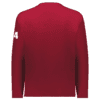 ponies_clubhouse_jacket_red_back Long-sleeve red shirt featuring a white number 54 on the left sleeve, ideal for sports or casual wear.