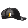 wesport_rideuas_lynn_brothers_on_trucker_cap Black trucker cap featuring the Lynn Brothers Construction logo, ideal for branding and outdoor work. The design includes a mesh back for breathability and comfort.