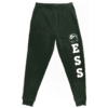 just_like_hero_sweatpant_forest_green Dark green sweatpants featuring an eagle logo and the letters "ESS" printed in white on the side, designed for comfort and casual wear. Ideal for sports or leisure activities.