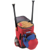 colts_diamond_backpack__pic_2 Red baseball equipment bag with two bats, a glove, a helmet, and baseballs, designed for easy transport and organization of gear for players.