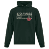 Dark green hoodie with front kangaroo pocket and drawstrings, featuring distressed beige text that reads 'APPLEKINGS HOCKEY' and a red apple icon with the letters 'GB'