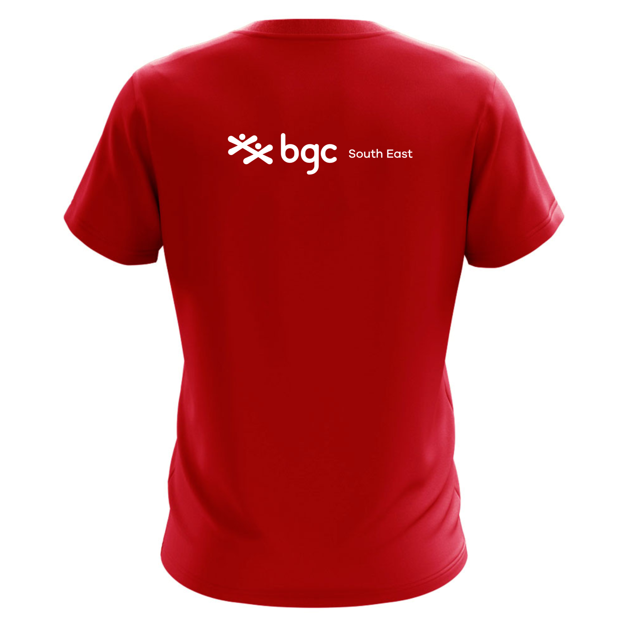 Back view of a Machine Mavericks ATC Everyday 100% cotton t-shirt featuring the logo and text "bgc South East" on the back, designed for casual and promotional wear.