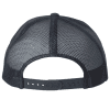 intermediate_canadians__trucker_cap_navy_back Black mesh trucker cap with adjustable snapback closure, featuring a ventilated design for breathability and comfort.
