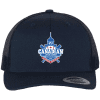 intermediate_canadians__trucker_cap_navy_front Navy blue snapback hat featuring the Canadian Little League Championship 2025 logo, designed for the Intermediate tournament in Kingston, Ontario.