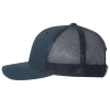 intermediate_canadians__trucker_cap_navy_side Navy blue trucker hat featuring a solid front panel and mesh back, ideal for casual wear and outdoor activities.