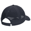 new_era_navy_perforated_cap_back Black perforated baseball cap featuring a curved brim and adjustable back strap, designed for breathability and style. Ideal for outdoor activities and casual wear.