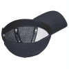 new_era_navy_perforated_cap_inside Navy blue baseball cap showcasing a breathable mesh interior with adjustable straps, ideal for sports and outdoor activities.