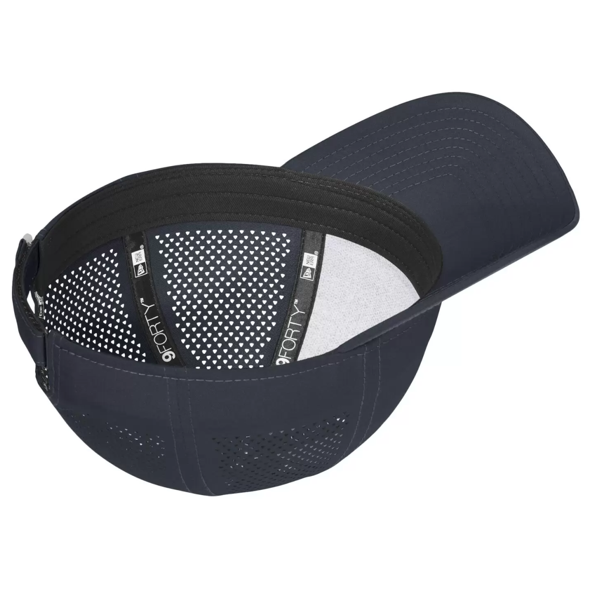 Navy blue baseball cap showcasing a breathable mesh interior with adjustable straps, ideal for sports and outdoor activities.