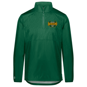 Green quarter-zip jacket featuring the Westport Rideaus hockey team logo on the chest, designed for comfort and style during sports activities.