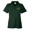 Rideau_Vista_Core_365_Ladies’_Fusion_ChromaSoft_Pique_Polo_forest Dark green polo shirt featuring the logo of Middle Vista Public School Jaguars, designed for school spirit and casual wear.