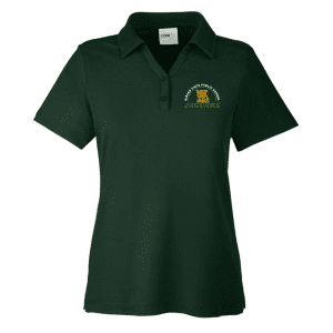 Dark green polo shirt featuring the logo of Middle Vista Public School Jaguars, designed for school spirit and casual wear.