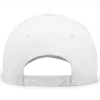 hockey_hits_cancer_Heritage 5-Panel Snapback Cap_back Back view of a white snapback cap featuring a plastic adjustable strap with "PACIFIC" branding, showcasing its clean design and comfortable fit.