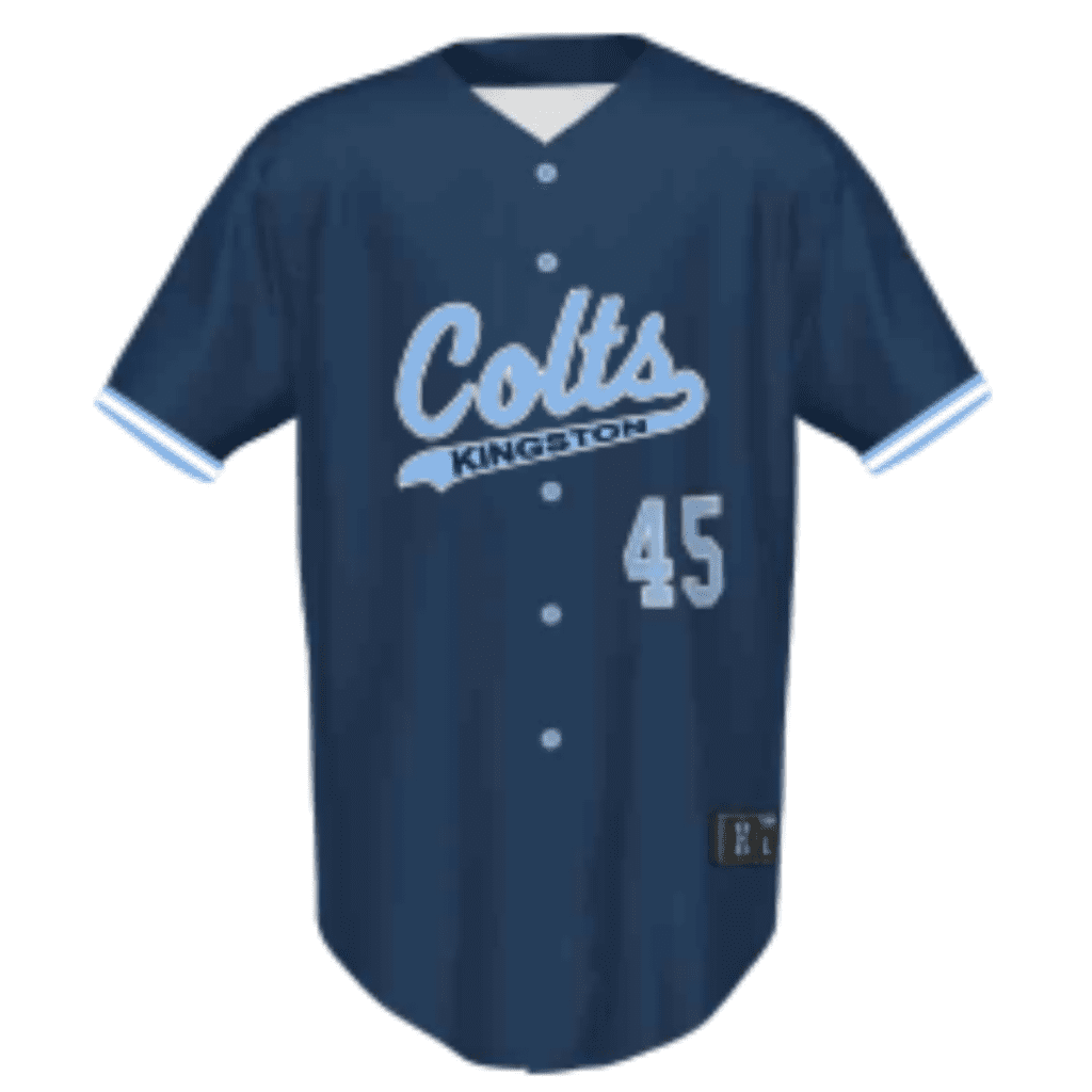 Navy blue baseball jersey featuring