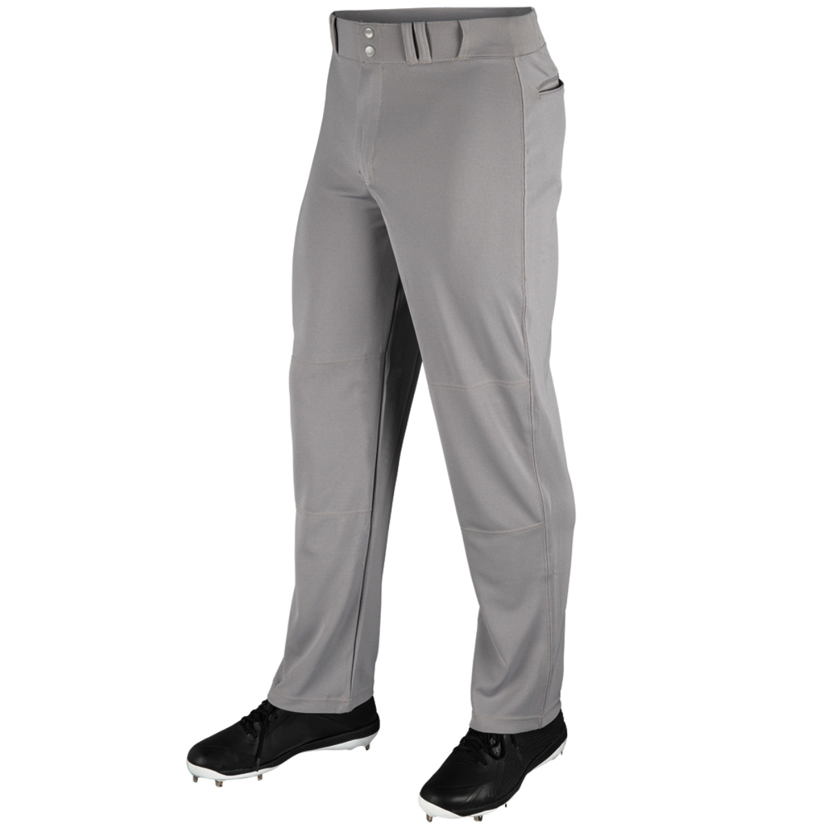 Men's gray baseball pants featuring a comfortable fit, moisture-wicking fabric, and reinforced seams for durability, ideal for on-field performance and training.