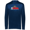 Navy long-sleeve hoodie featuring the Kingston Baseball Association logo, celebrating 75 years from 1950 to 2025. Ideal for fans and players of the KBA.